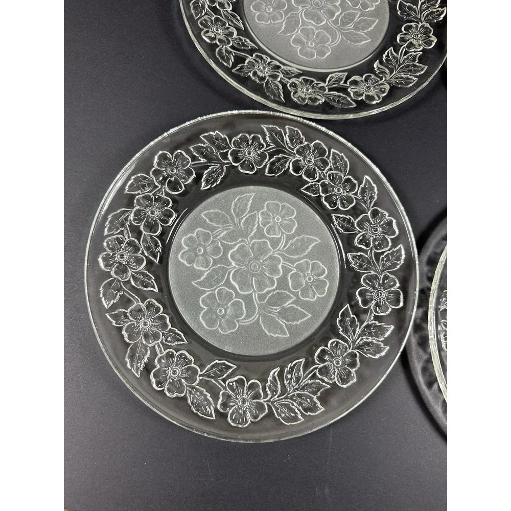 Sovereign House Crystal Apple Blossom Plates 8 3/8